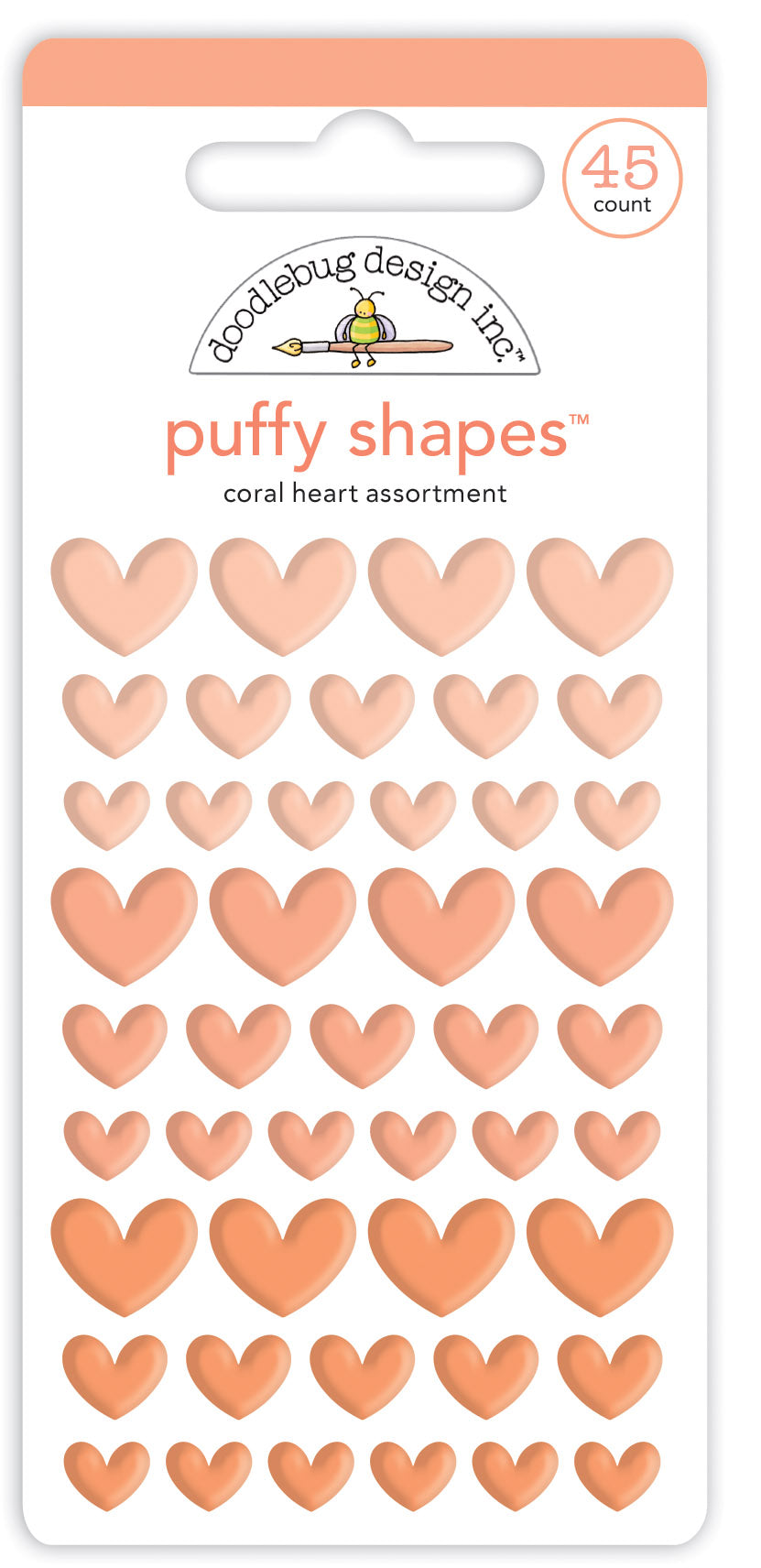Coral Heart Puffy Shapes