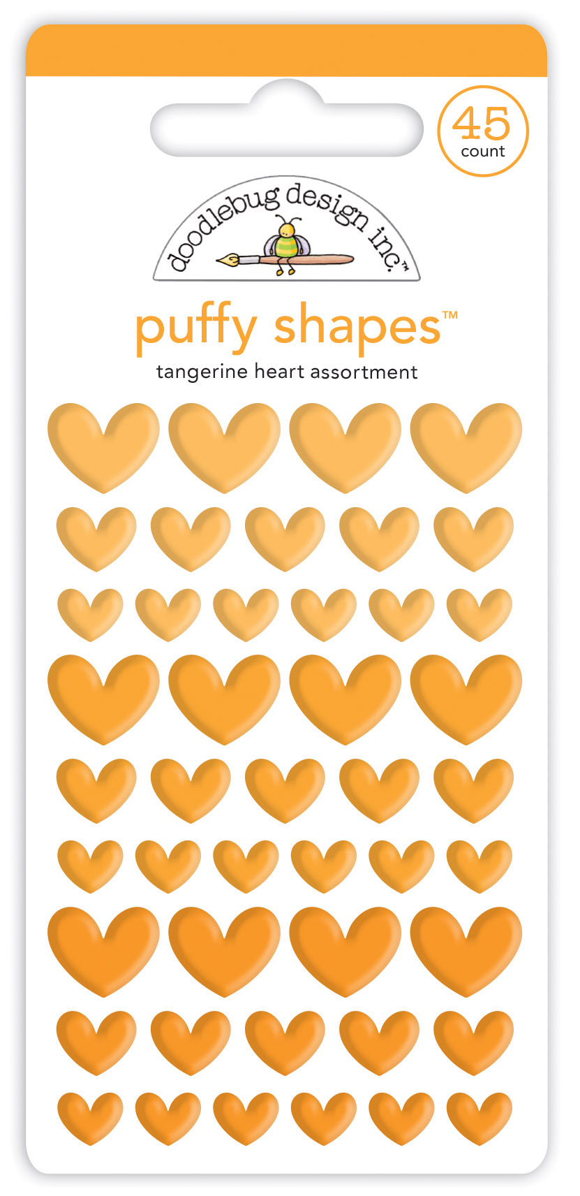 Tangerine Heart Puffy Shapes