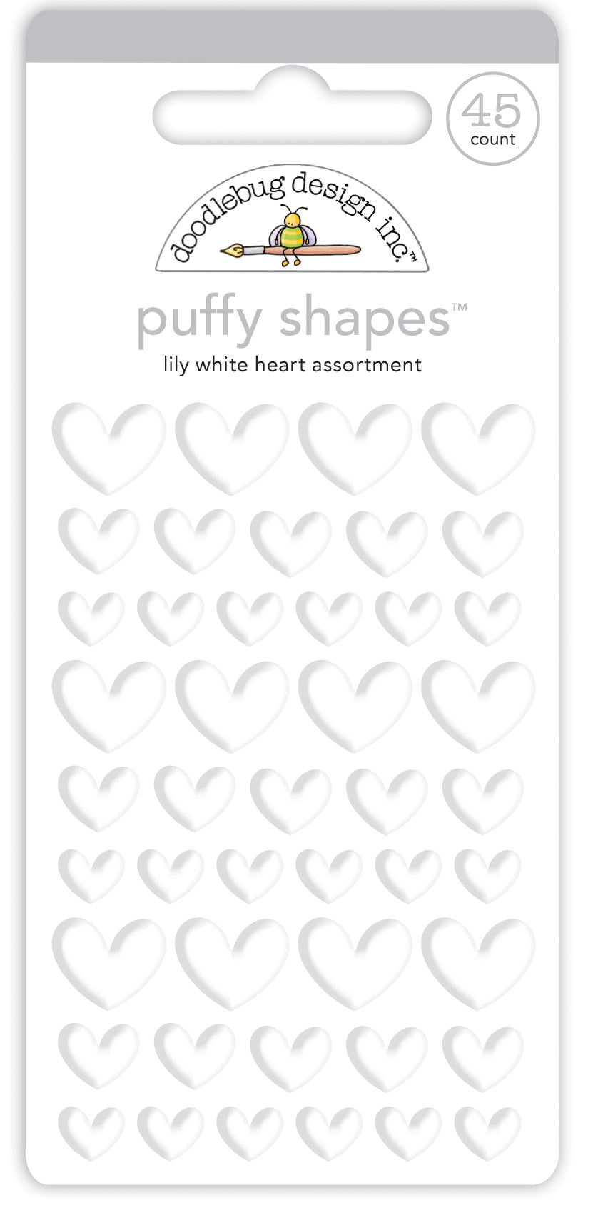 Lily White Heart Puffy Shapes