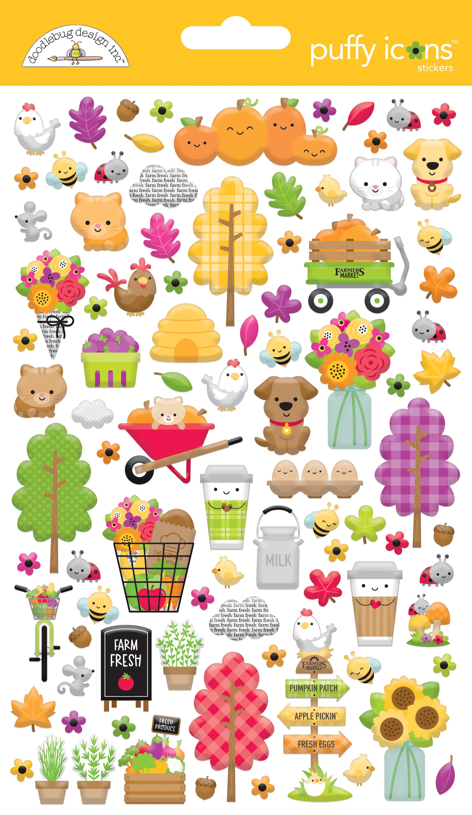 Farmers Market Puffy Icon Stickers