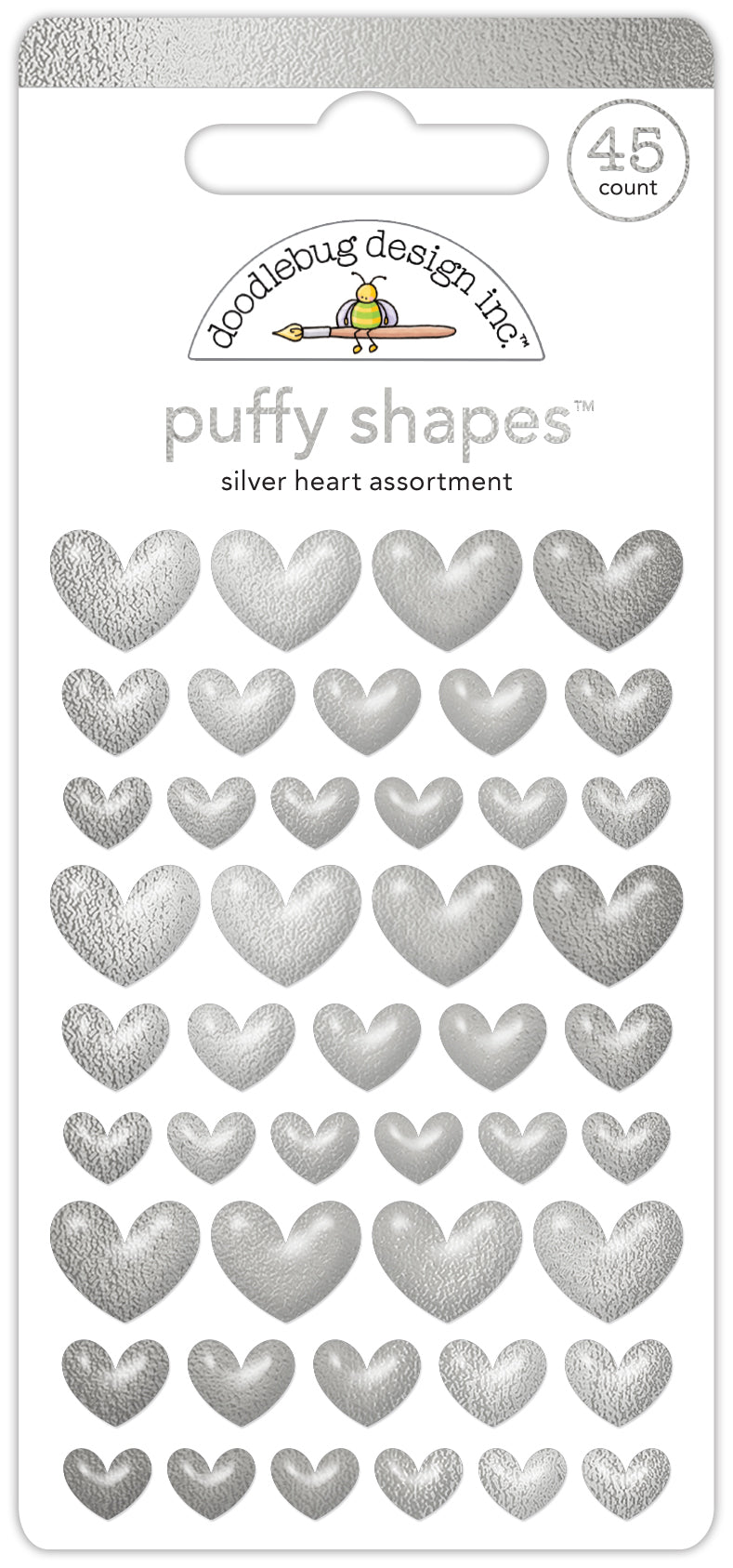 Silver Heart Puffy Shapes