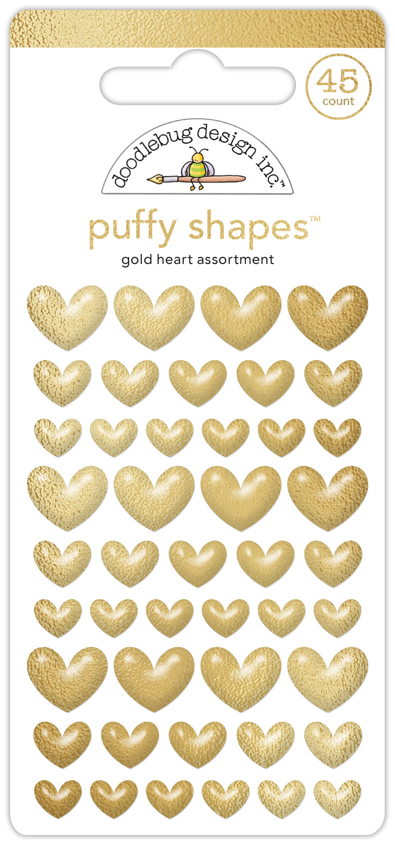 Gold Heart Puffy Shapes