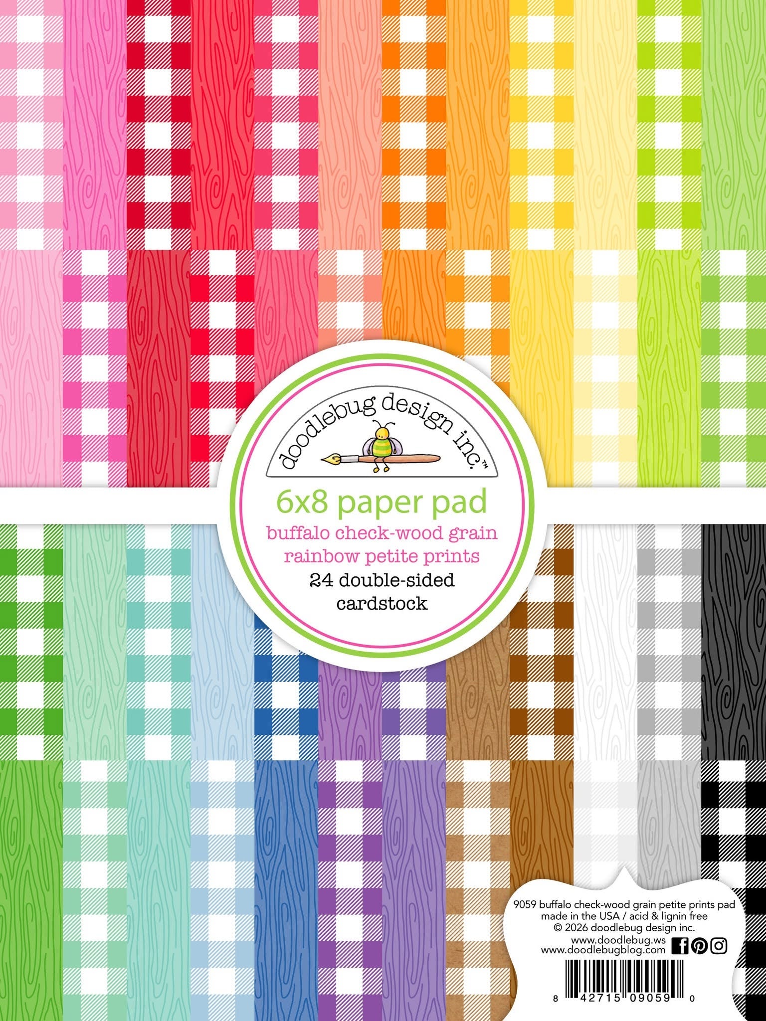 Buffalo Check Wood Grain Rainbow Petite Prints 6x8 Paper Pad