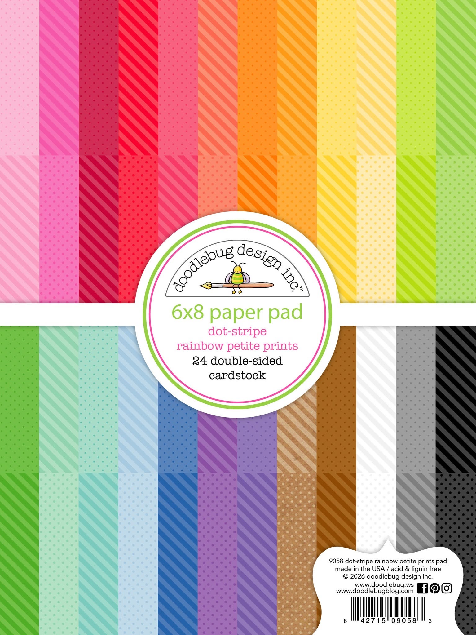 Dot Stripe Rainbow Petite Prints 6x8 Paper Pad