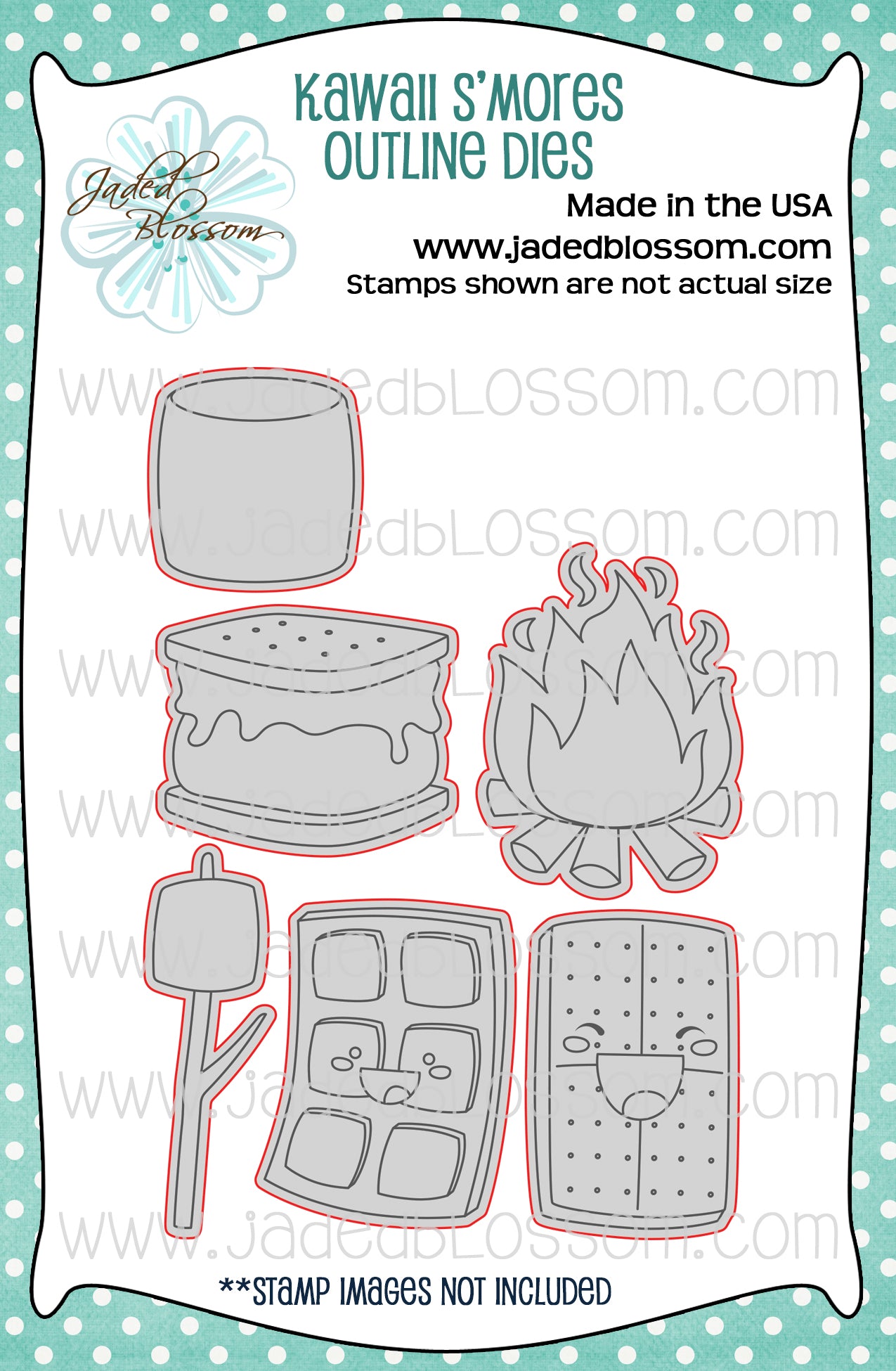 Kawaii S'mores Outline Dies