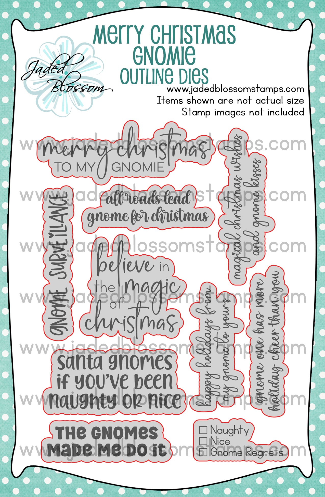 Merry Christmas Gnomie Outline Dies