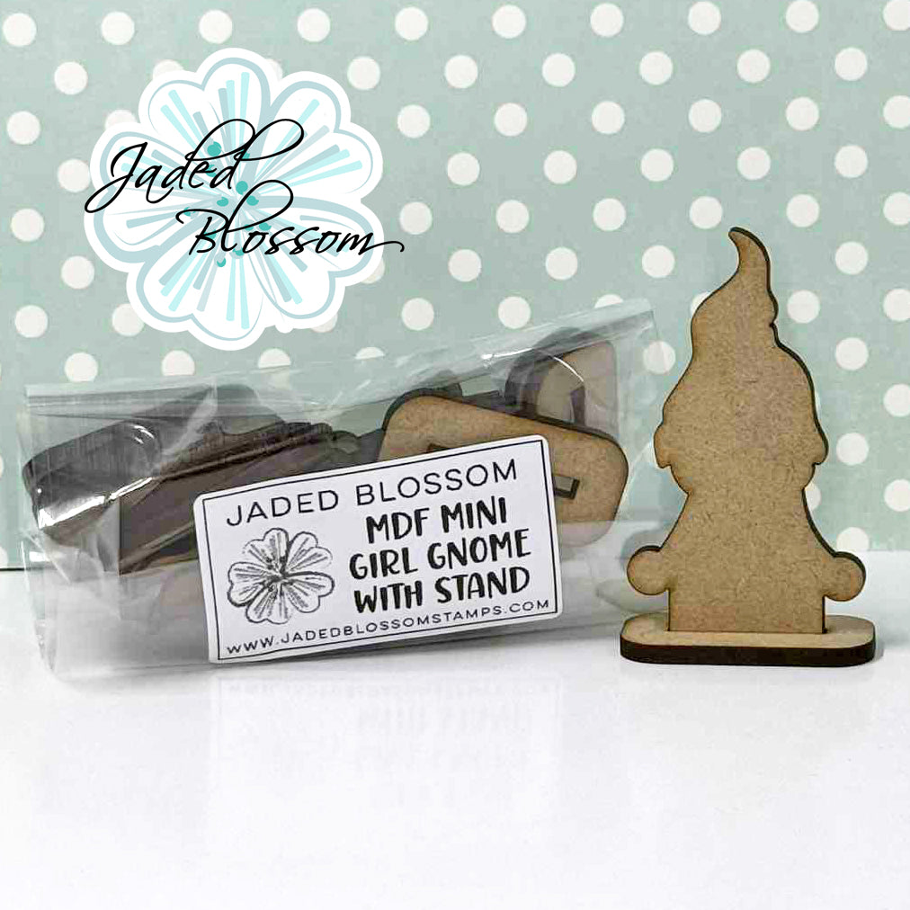 MDF Mini Girl Gnome with Stand