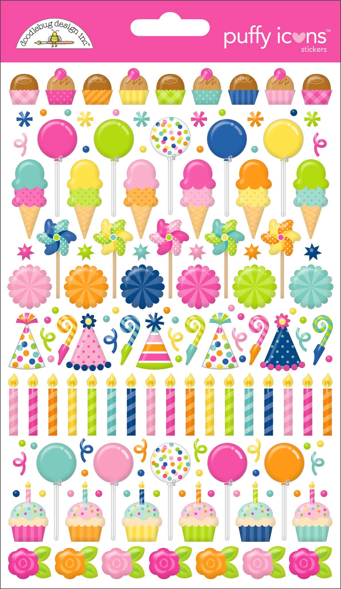 Cupcake & Candles Puffy Icon Stickers