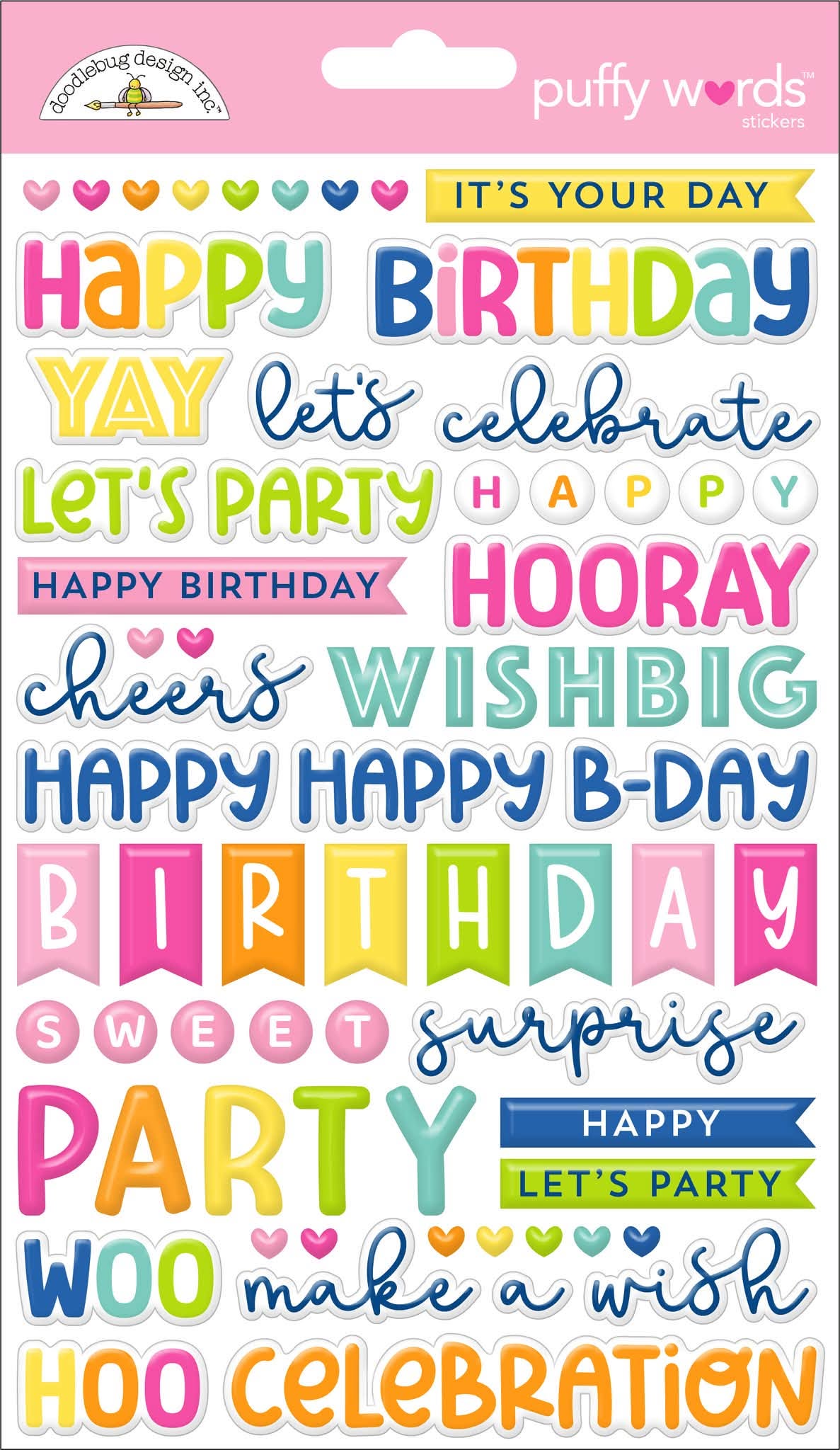 Cupcake & Candles Puffy Words Stickers