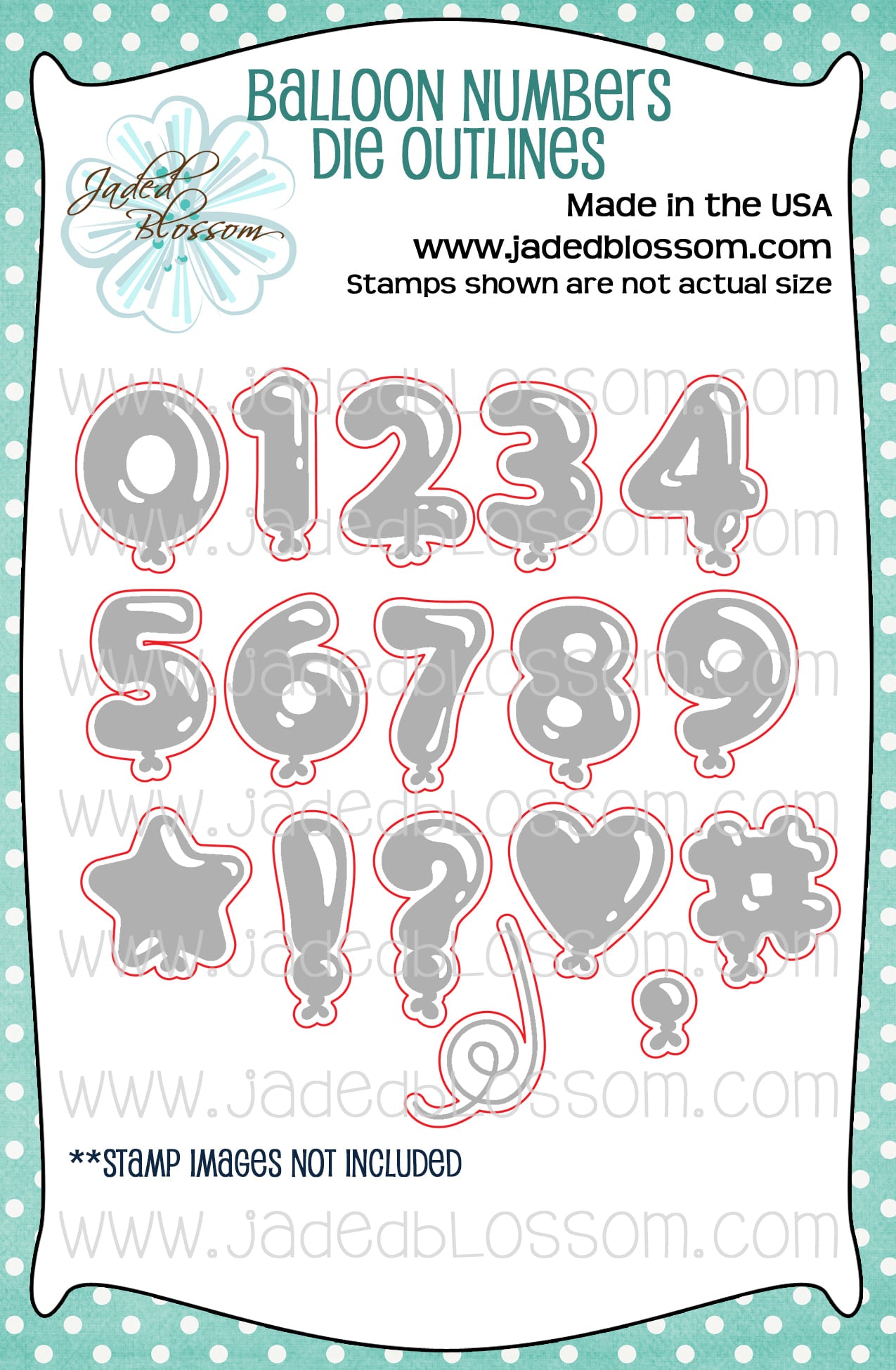 Balloon Numbers Outline Dies