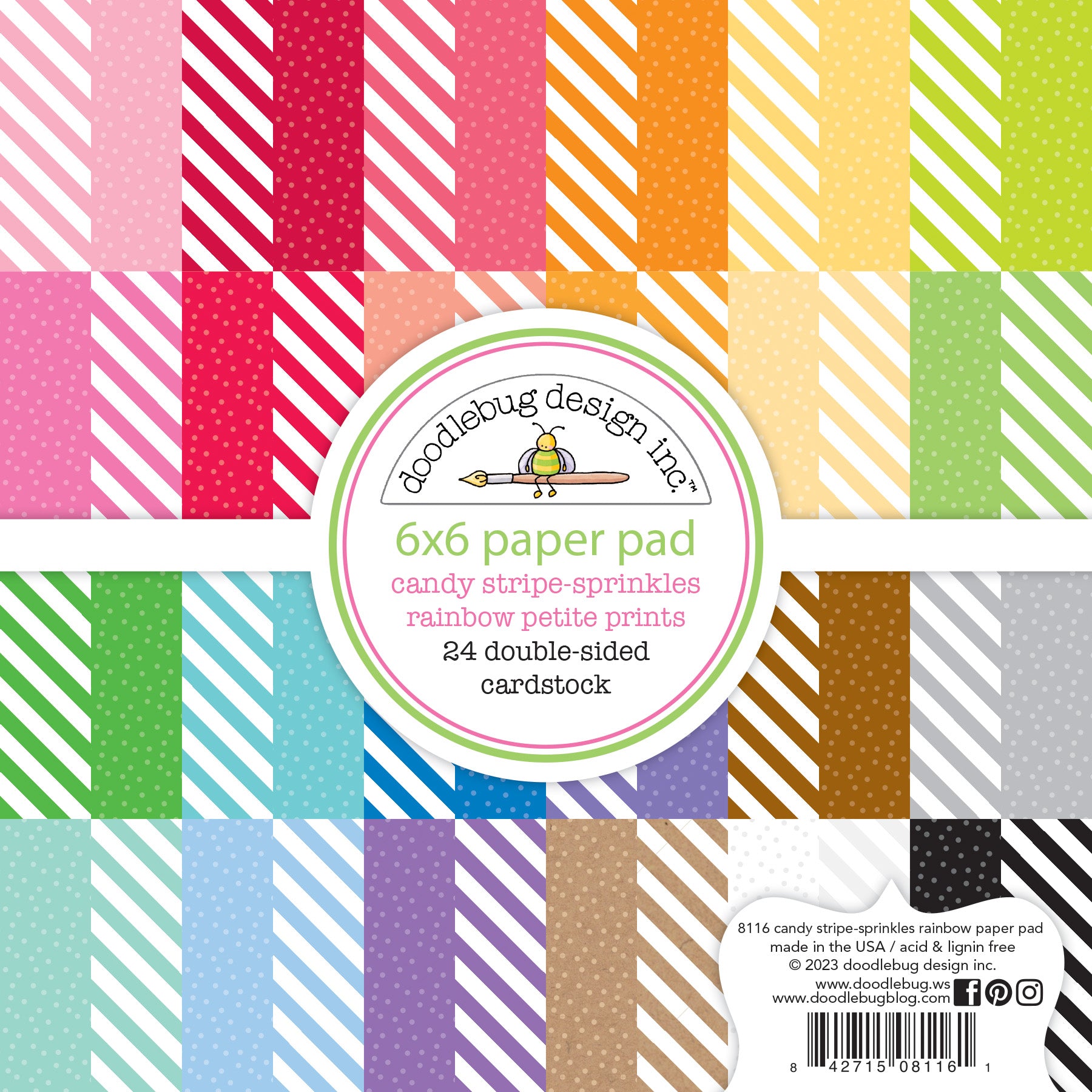 Candy Stripe-Sprinkles Rainbow Petite 6x6 Paper Pad