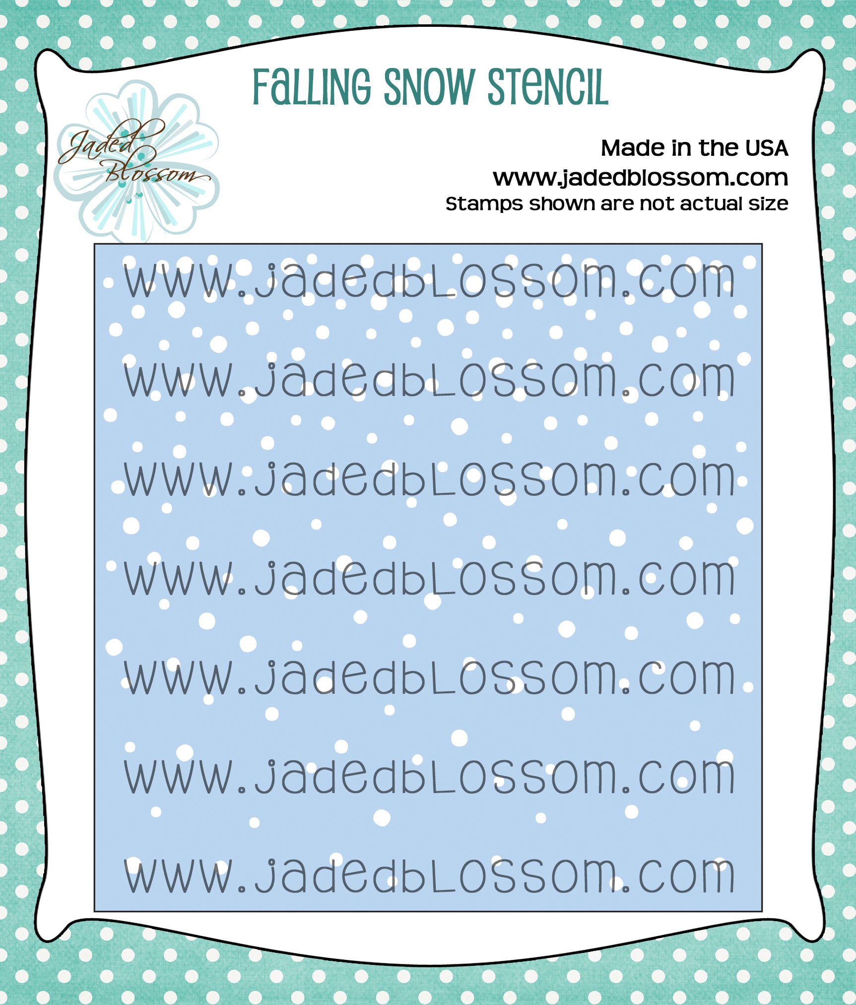 Falling Snowflake Stencil 4x5 Inch Clay Stencils Snowflake Pattern