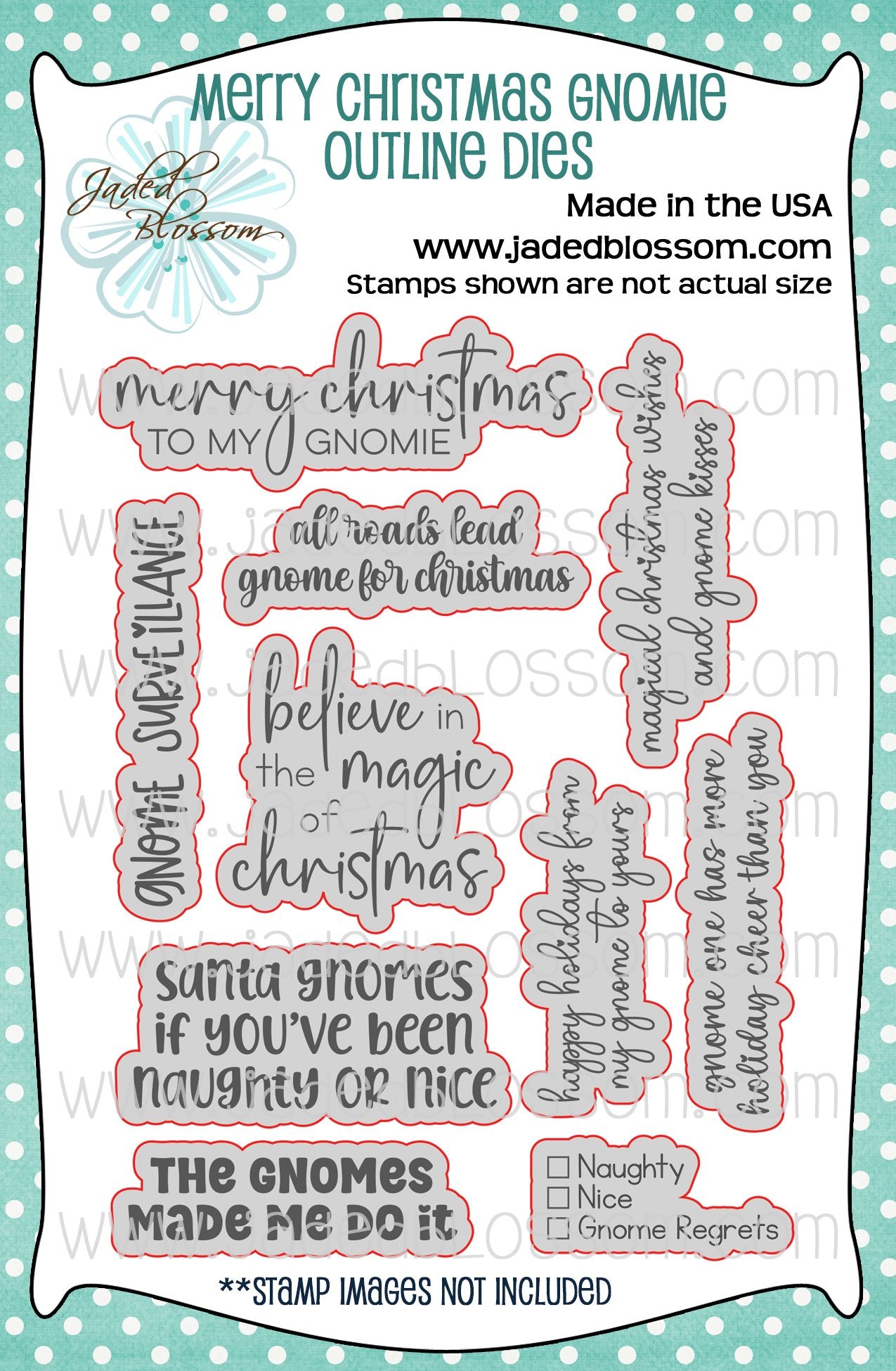 Merry Christmas Gnomie Outline Dies